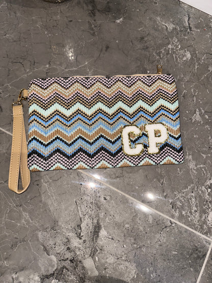 Pattern Missi Clutch With Patches Multi-Colour Sea Blue