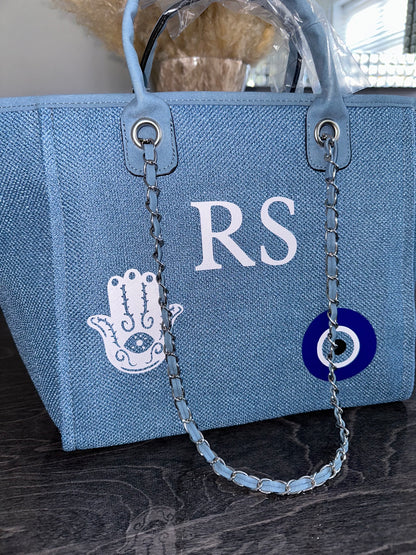 Eye Hand Blue Personalised Medium Tote Bag