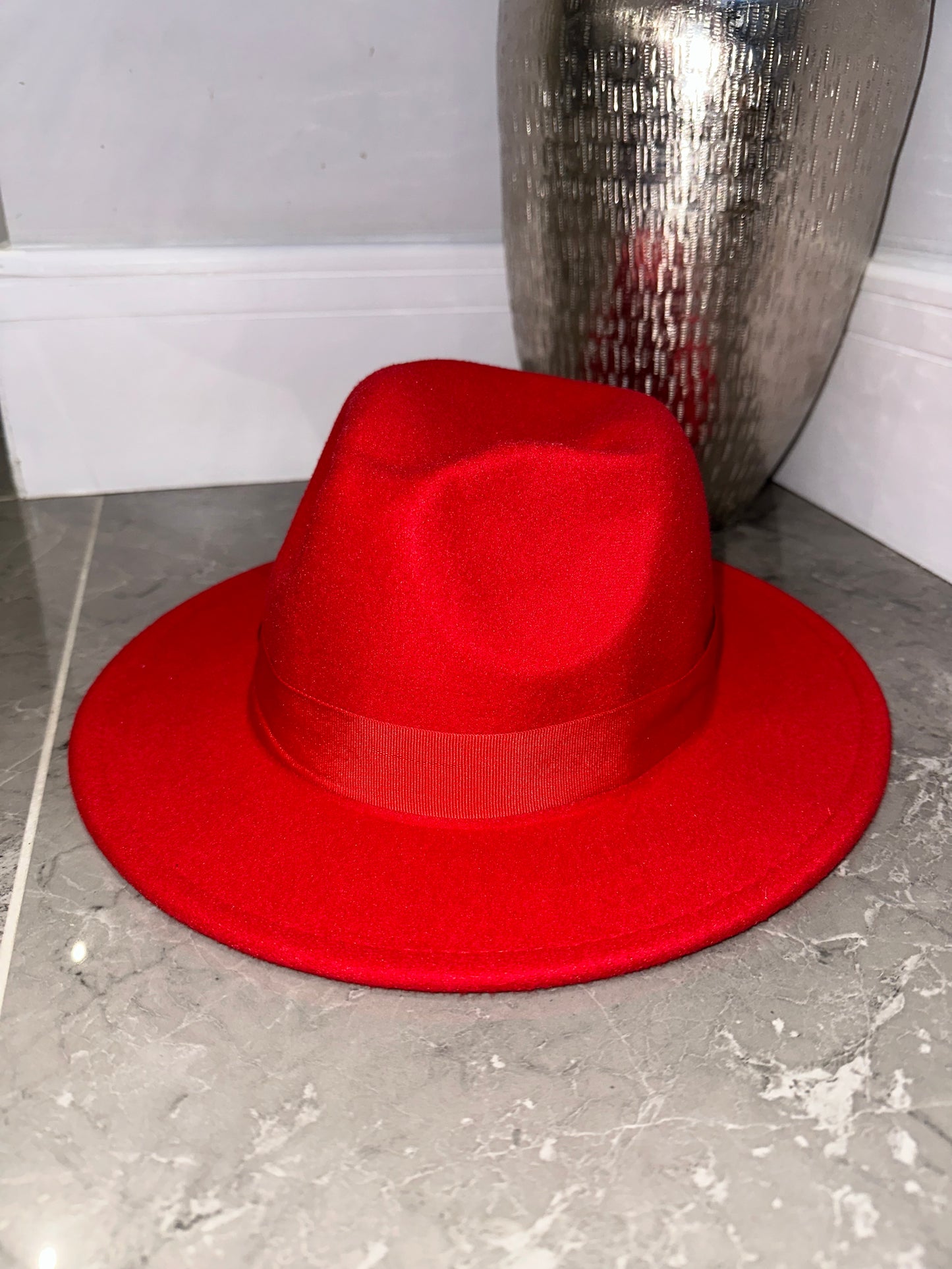 Red Felt Fedora Hat