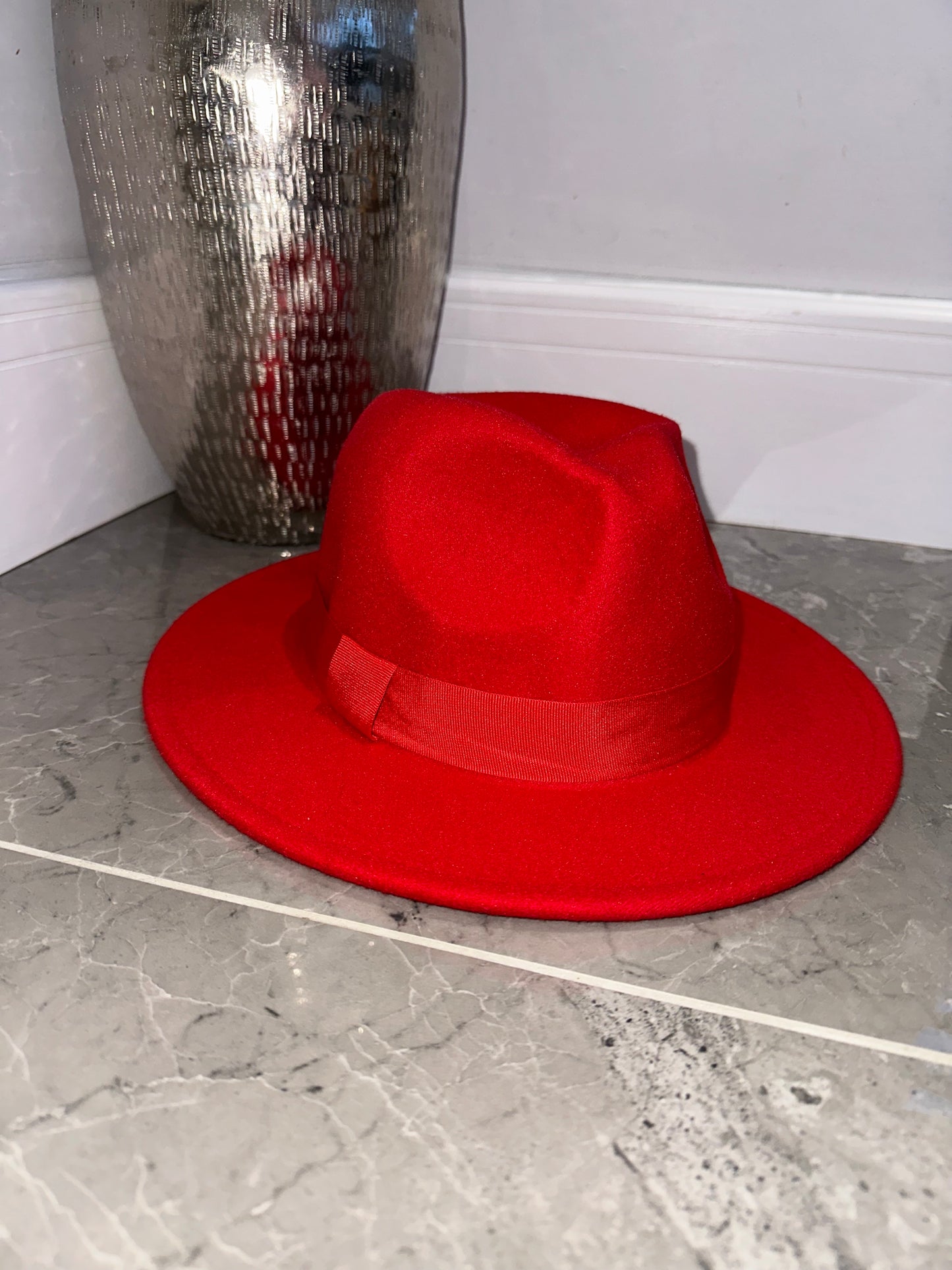 Red Felt Fedora Hat