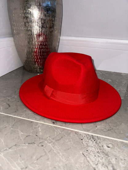 Red Felt Fedora Hat