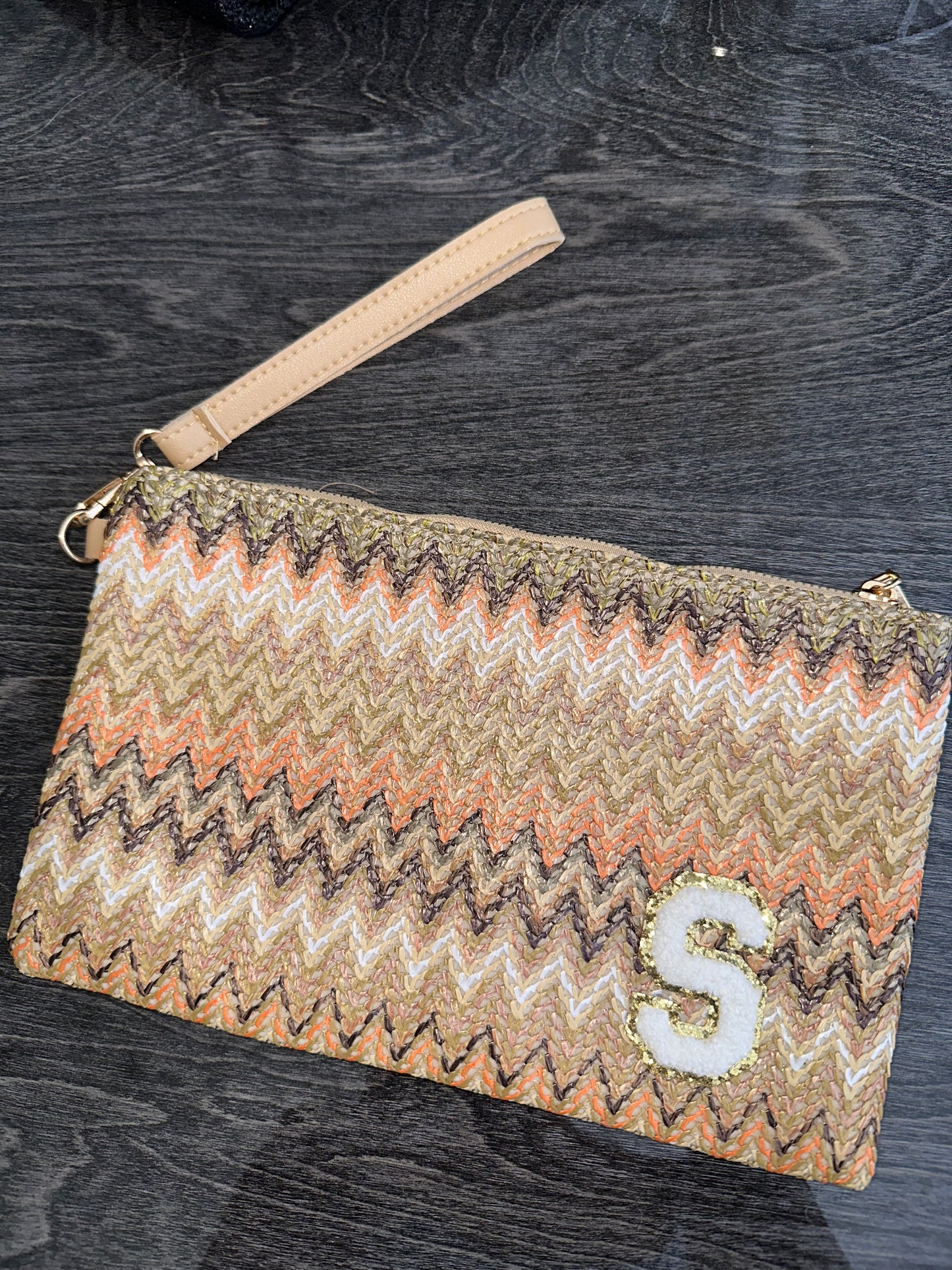 Pattern Missi Clutch With Patches Multi-Colour Peach