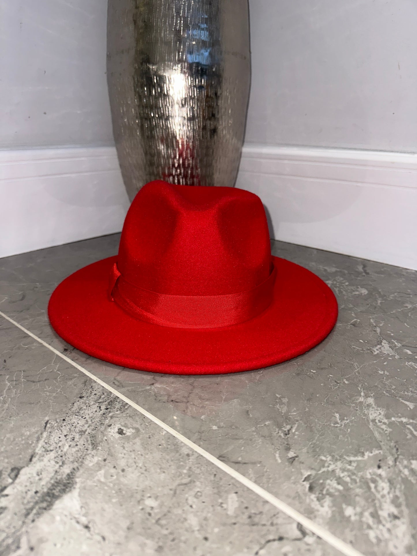 Red Felt Fedora Hat