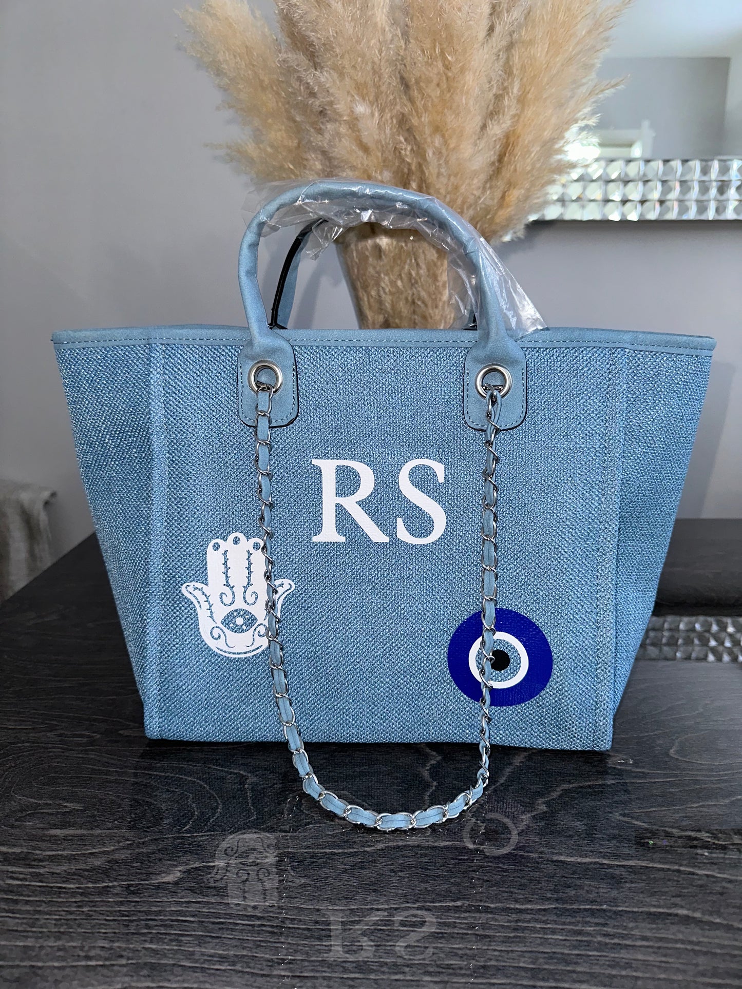 Eye Hand Blue Personalised Medium Tote Bag