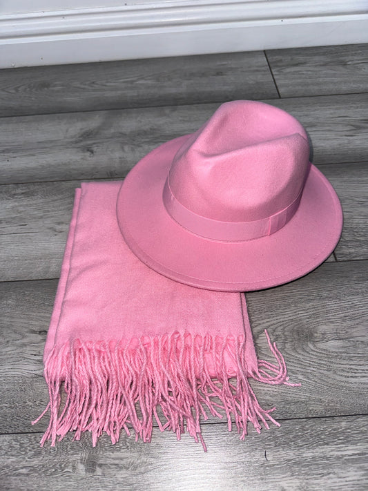 Pink hat and scarf set