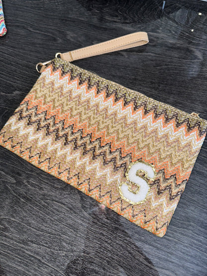 Pattern Missi Clutch With Patches Multi-Colour Peach