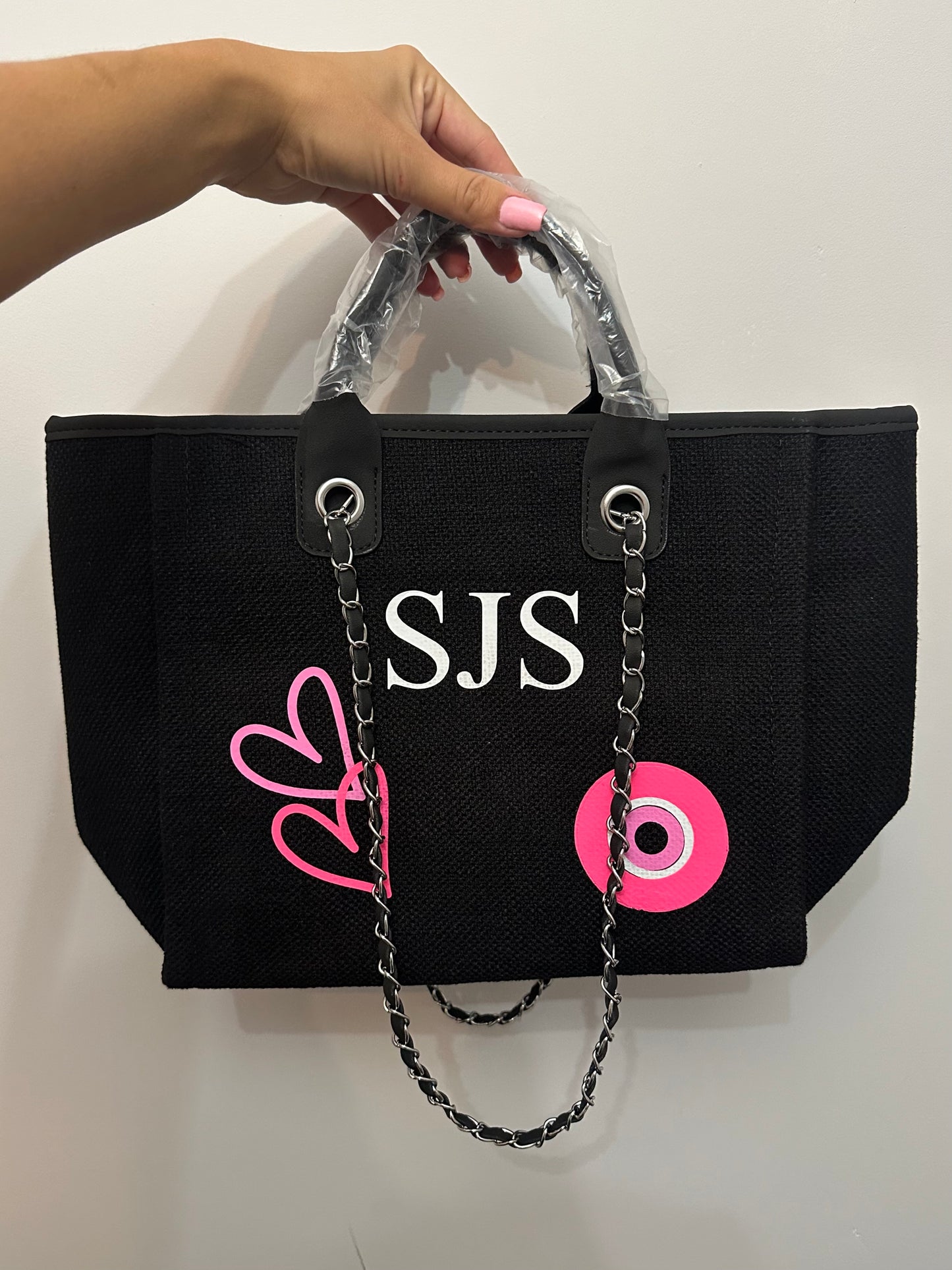 Eye Pink Black Personalised Medium Tote Bag