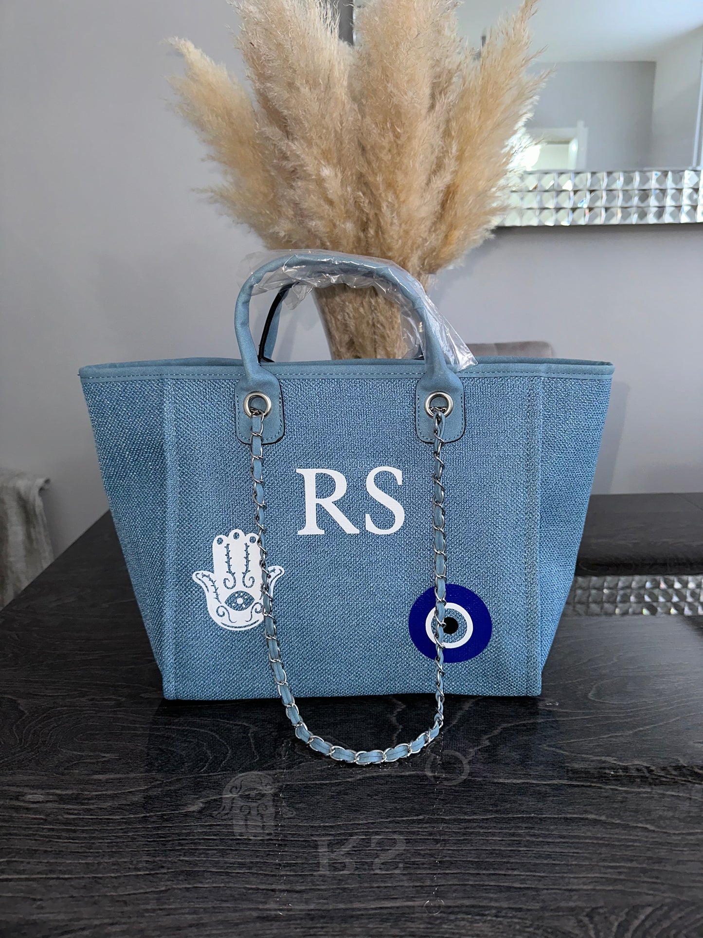 Eye Hand Blue Personalised Medium Tote Bag