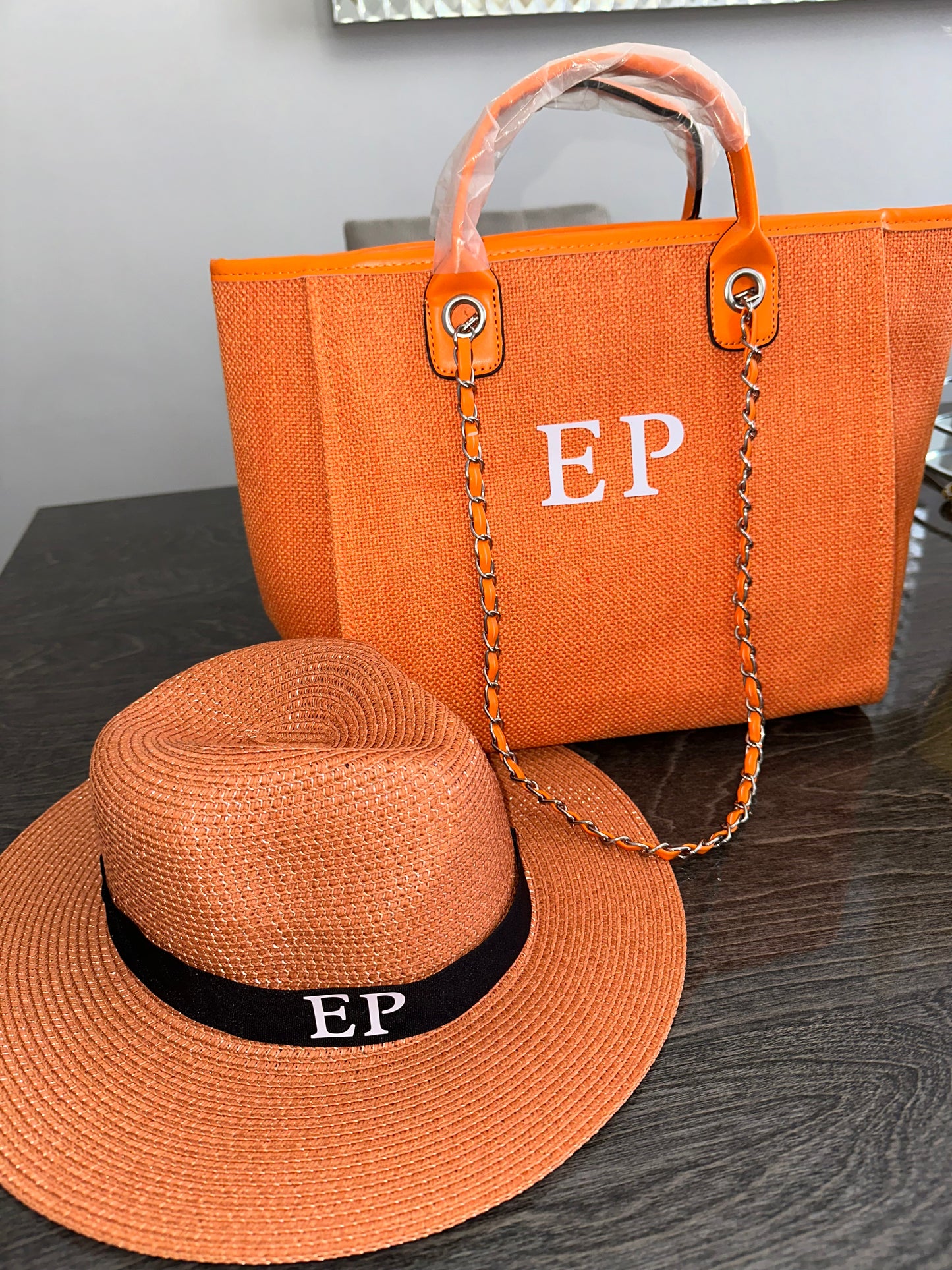 Personalised Straw Hat Orange