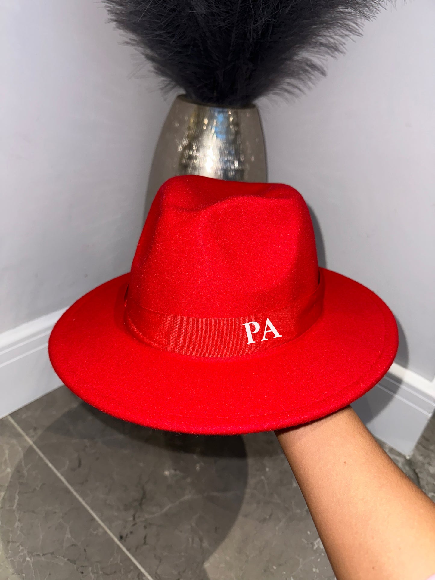 Red Felt Fedora Hat