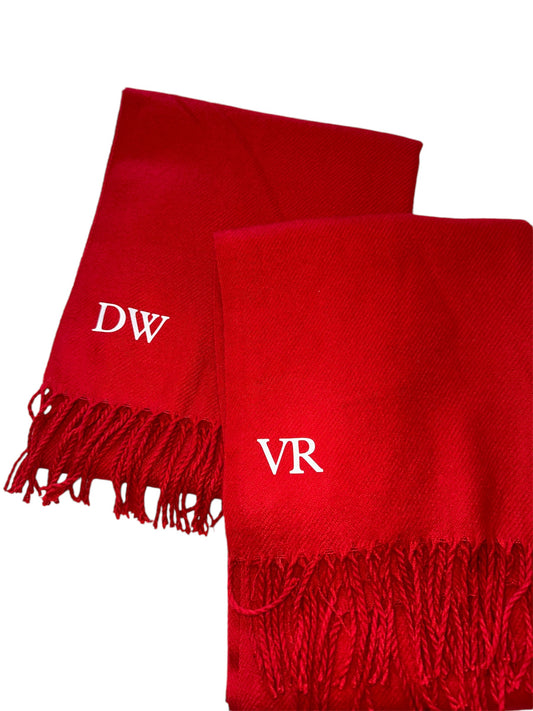 Personalised Initial Scarf Red