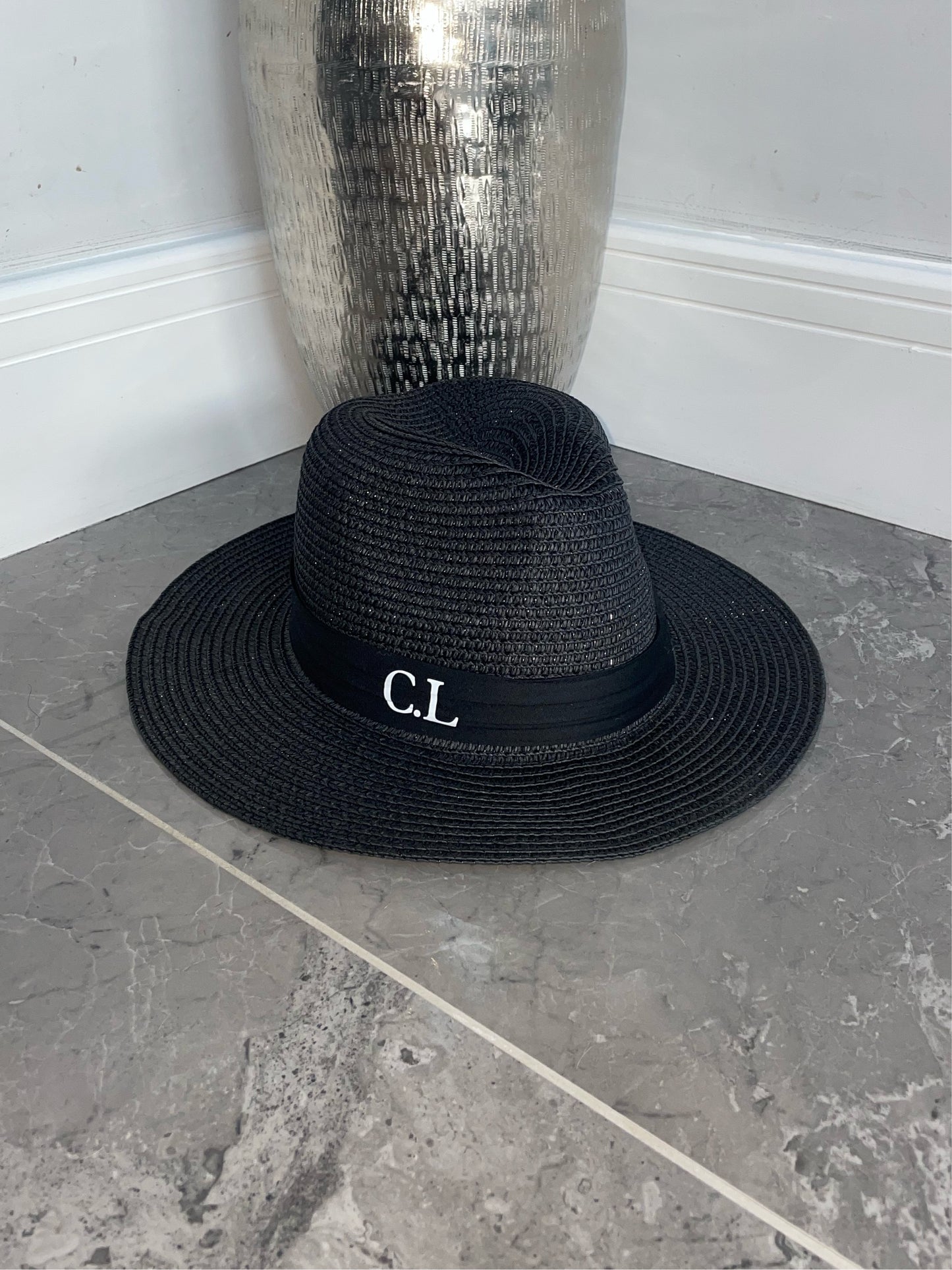 Personalised Straw Hat Black