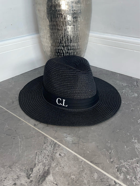 Personalised Straw Hat Black